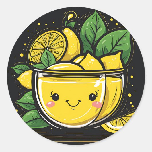 Sticker Rond Boire Kawaii Lemonade (Devant)