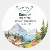 Sticker Rond Bois Animaux Aventure Camper Baby shower (Devant)