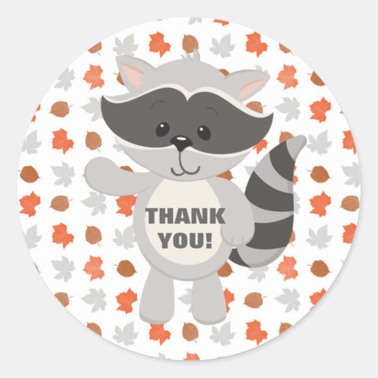 Sticker Rond Bois Animaux Baby Raccoon enveloppe scellée (Devant)