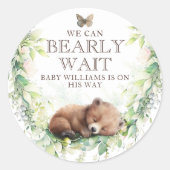 Sticker Rond Bois Animaux Forêt Végétation Bébé Garçon Douche (Devant)