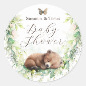 Sticker Rond Bois Animaux Forêt Végétation Bébé Garçon Douche (Devant)