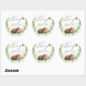 Sticker Rond Bois Animaux Forêt Végétation Bébé Garçon Douche (Feuille)