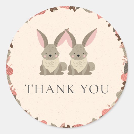 Sticker Rond Bois Animaux Jumeaux Merci (Devant)