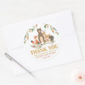 Sticker Rond Bois Animaux personnalisées Merci (Enveloppe)