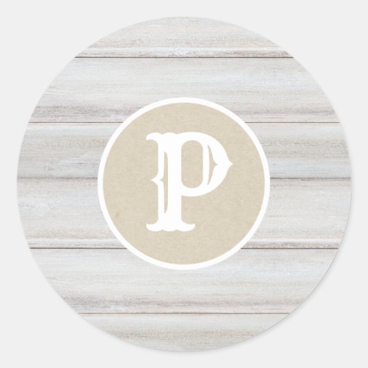 Sticker Rond Bois blanc rustique Shabby Chic Kraft Mariage Favo (Devant)