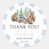 Sticker Rond Bois bleu clair forêt bébé garçon douche (Devant)
