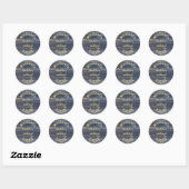 Sticker Rond Bois Bleu Rustique | Monogramme Week-end entre cél (Feuille)