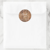 Sticker Rond Bois Brown rustique & Chaînes lumineuses blanches, (Sac)