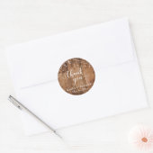 Sticker Rond Bois Brown rustique & Chaînes lumineuses blanches, (Enveloppe)