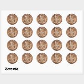Sticker Rond Bois Brown rustique, Chaînes lumineuses blanches M (Feuille)