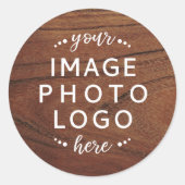 Sticker Rond Bois Brown votre image logo texte ici (Devant)