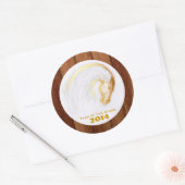 Sticker Rond Bois Cheval Chinois Année Zodiac Anniversaire Stic (Enveloppe)