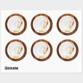 Sticker Rond Bois Cheval Chinois Année Zodiac Anniversaire Stic (Feuille)
