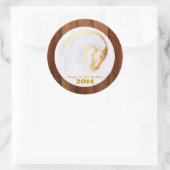 Sticker Rond Bois Cheval Chinois Année Zodiac Anniversaire Stic (Sac)