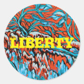 Sticker Rond Bois colorés rouges et bleus (Devant)