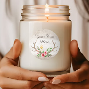 Sticker Rond Bois d'aquarelle fleurie de Bohême