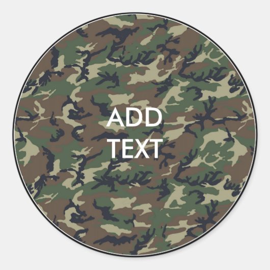 Sticker Rond Bois de Camouflage (Devant)