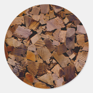 Sticker Rond Bois de chauffage cabine rustique grain de bois mo