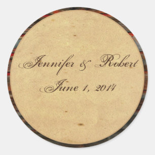 Sticker Rond Bois de grange rustique avec graffiti Coeur Envelo