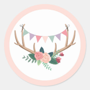 Sticker Rond Bois de rose et guirlande pour l'anniversaire d'un