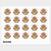 Sticker Rond Bois du Baby shower de l'orignal (Feuille)