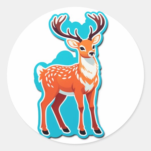 Sticker Rond Bois enchanté du Cerf (Devant)