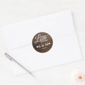 Sticker Rond Bois foncé rustique Répartition Amour Mariage Mono (Enveloppe)