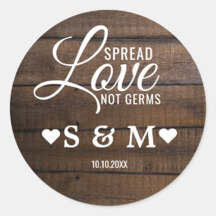 Sticker Rond Bois foncé rustique Répartition Amour Mariage Mono