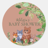 Sticker Rond Bois forêt bébé animaux cupcake toppers (Devant)
