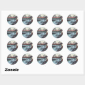 Sticker Rond Bois japonais vintage (Feuille)