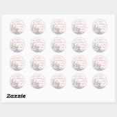 Sticker Rond Bois lapins Floral Baby shower rose (Feuille)