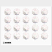 Sticker Rond Bois lapins Floral Baby shower rose Merci (Feuille)
