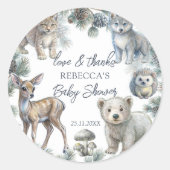Sticker Rond Bois mignon bébé animaux baby shower en faveur (Devant)