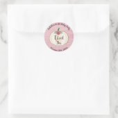Sticker Rond Bois rose rustique Citrouille Floral Merci (Sac)