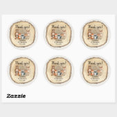 Sticker Rond Bois rustique animaux forêt amis anniversaire (Feuille)