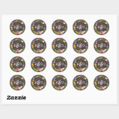 Sticker Rond Bois rustique Bohème Floral Mariage Wreath (Feuille)