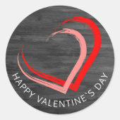 Sticker Rond Bois rustique Bonne Saint Valentin Deux coeurs (Devant)