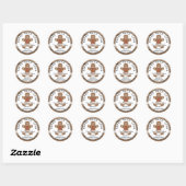 Sticker Rond Bois Rustique Cuit Avec Amour Cookies De Noël (Feuille)