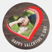 Sticker Rond Bois rustique Deux Coeurs Photo Bonne Saint Valent (Devant)