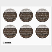Sticker Rond Bois rustique et dentelle- (Feuille)