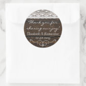 Sticker Rond Bois rustique et dentelle- (Sac)