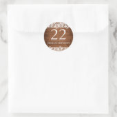 Sticker Rond Bois rustique et dentelle blanche Âge d'anniversai (Sac)