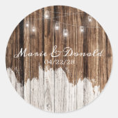 Sticker Rond Bois rustique et lanternes (Devant)