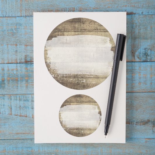 Sticker Rond Bois rustique Grunge Vintage Carreaux peints