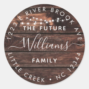 Sticker Rond Bois rustique + lumières   Future M. et Mme Adress