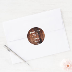 Sticker Rond Bois rustique mariage campagnard rural Merci