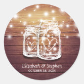 Sticker Rond Bois rustique Mason Jar String éclats mariage Fave (Devant)