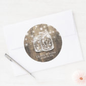Sticker Rond Bois rustique Mason Jar String éclats mariage Fave (Enveloppe)