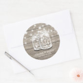 Sticker Rond Bois rustique Mason Jar String éclats mariage Fave (Enveloppe)