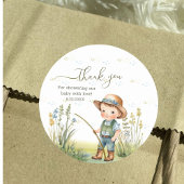 Sticker Rond Bois rustique mignon Baby shower de pêche Merci